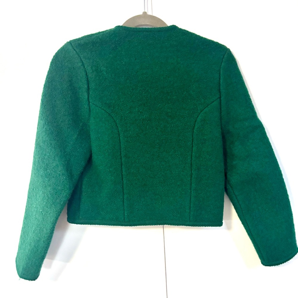 Vtg Talbots Boiled Wool Jacket Emerald Green Silver Button EUC Size 6 - Picture 3 of 6